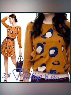3.1 Phillip Lim for Target Orange/Blue/Cream Print Crewneck Top (XS)
